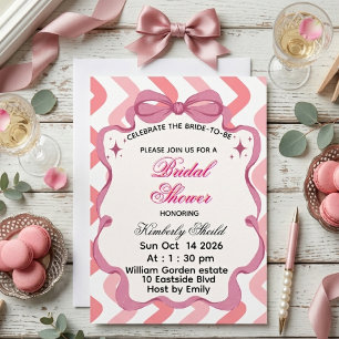 Coquette Pink Bow Bridal Shower Invitation
