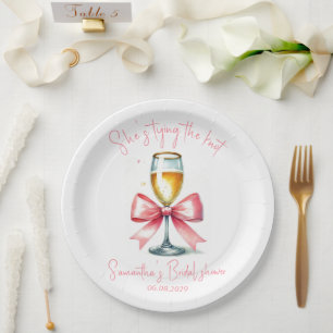Coquette Pink Bow Bridal shower Paper Plate