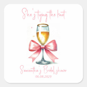 Coquette Pink Bow Bridal shower Square Sticker