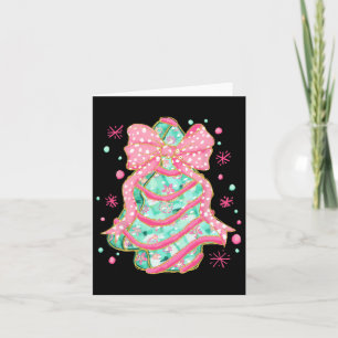 Coquette Pink Bow Christmas Tree Cake Preppy Chris Card