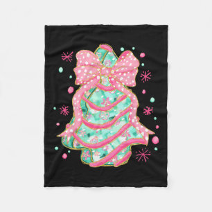 Coquette Pink Bow Christmas Tree Cake Preppy Chris Fleece Blanket