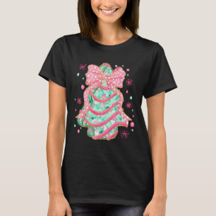 Coquette Pink Bow Christmas Tree Cake Preppy Chris T-Shirt