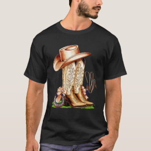 Coquette Pink Bow Cowboy Boots Cute Teen Girls Wom T-Shirt