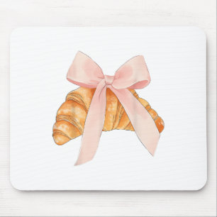 Coquette Pink Bow Croissant Cute Baking Baker Past Mouse Pad