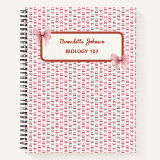 Coquette Pink Bow Customisable Back to School Notebook