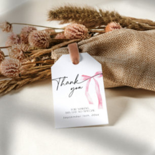 Coquette Pink Bow Favour Bridal Shower Gift Tags