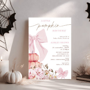 Coquette Pink Bow Floral Baby Shower Invitation