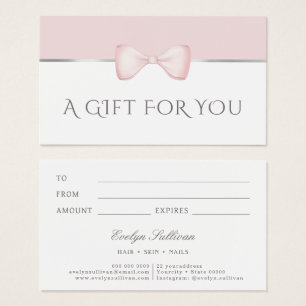 Coquette pink bow gift card