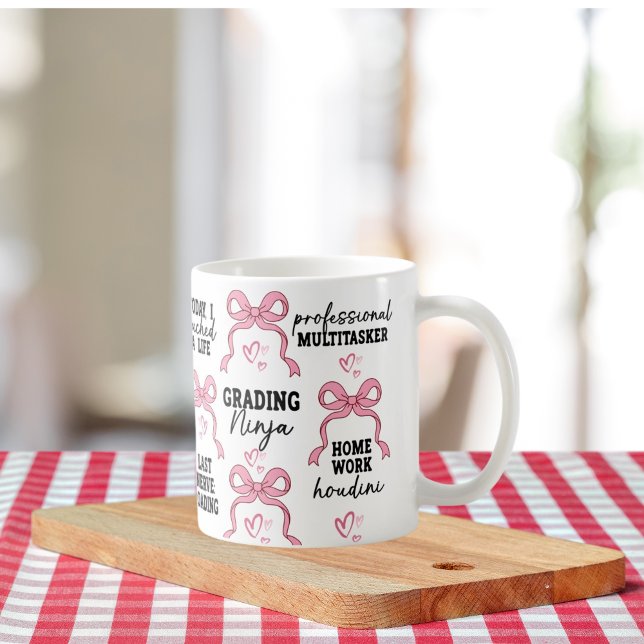 Coquette Pink Bow Gift with Positive Affirmation Coffee Mug (Creator Uploaded)