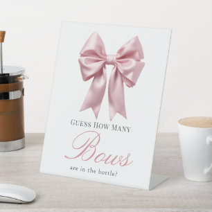 Coquette Pink Bow Girl Baby Shower How Many Bows Pedestal Sign