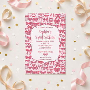 Coquette Pink Bow Invitation 