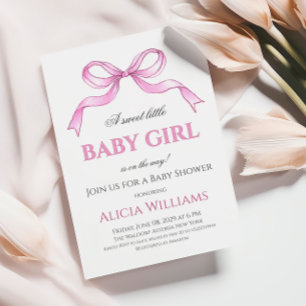 Coquette Pink Bow It's a Girl Baby Shower Invitation