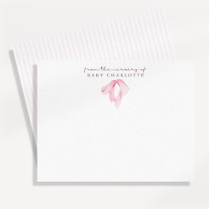 Coquette Pink Bow Nursery Note Card