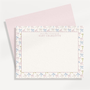 Coquette Pink Bow Nursery Note Card