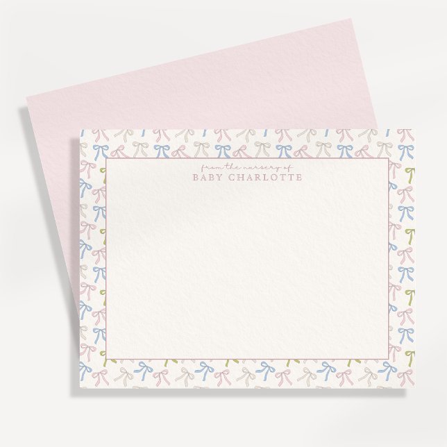 Coquette Pink Bow Nursery Note Card (Creator Uploaded)