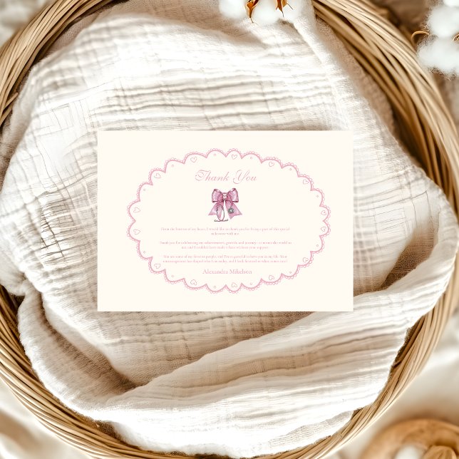  Coquette Pink Bow Nursing School Graduate Thank You Card (Creator Uploaded)
