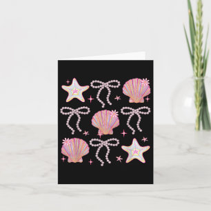 Coquette Pink Bow Ocean Beach Retro Summer Women G Card