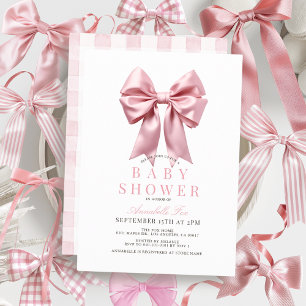 Coquette Pink Bow Ribbon Girl Baby Shower Invitation