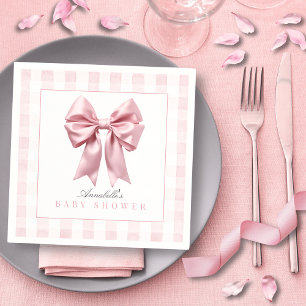 Coquette Pink Bow Ribbon Girl Baby Shower Napkin