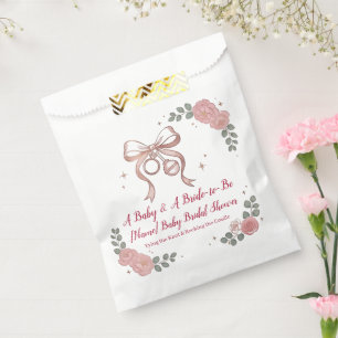 Coquette Pink Bow & Roses Joint Baby and Bridal Favour Bags