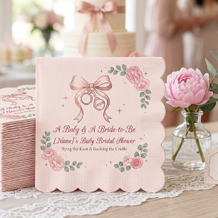Coquette Pink Bow & Roses Joint Baby and Bridal Napkin