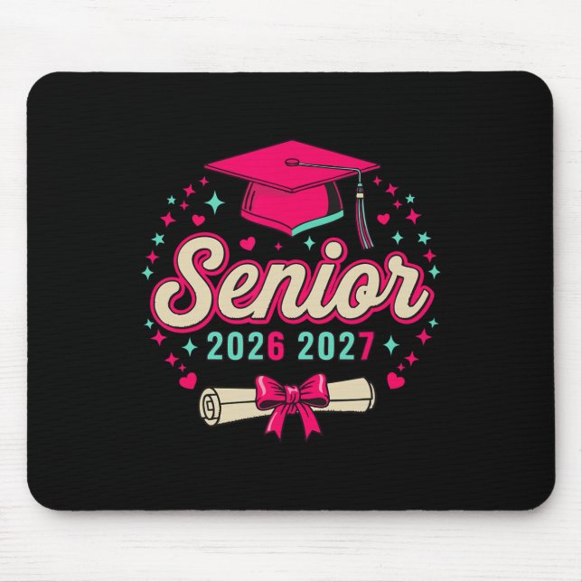 Coquette Pink Bow Senior 2026 2027 Graduation  Mouse Pad (Front)