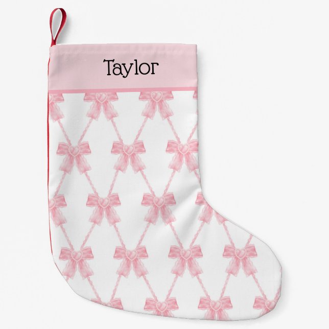 Coquette Pink Bow  Small Christmas Stocking (Front)