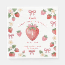 Coquette Pink Bow Strawberry Berry First Birthday