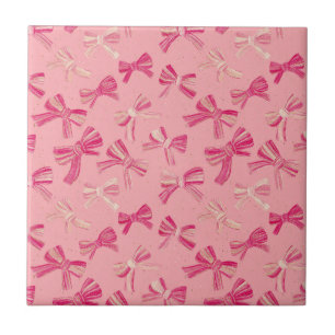 Coquette Pink Bow Stripe Seamless Pattern Tile