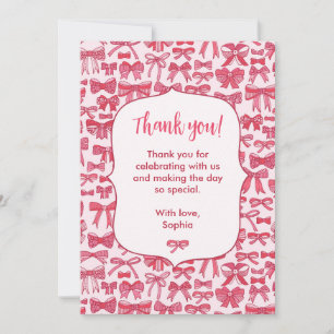 Coquette Pink Bow Thank You Card