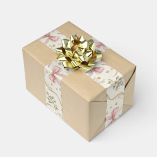 Coquette Pink Bow & Vintage Botanical Ribbon Satin Ribbon