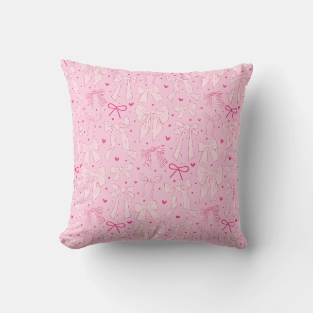 Coquette Pink Bows Cushion (Front)