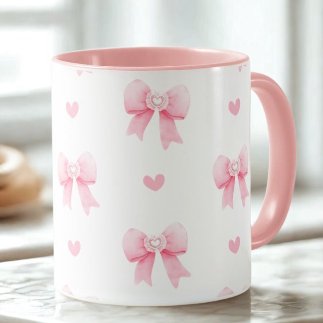 Coquette Pink Bows & Hearts Mug (Creator Uploaded)