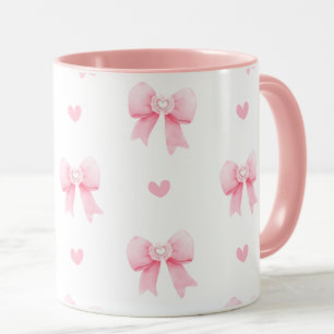 Coquette Pink Bows & Hearts Mug