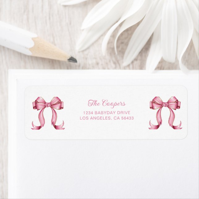 Coquette Pink Bows Return Address (Insitu)