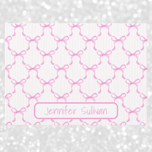 Coquette Pink Bows Striped Elegant Personalized  Card