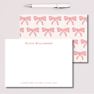 Coquette pink bows thank you card