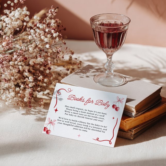 Coquette Pink Cherry Baby Shower Books for Baby Enclosure Card (Coquette Pink Cherry Baby Shower Books for Baby Enclosure Card)