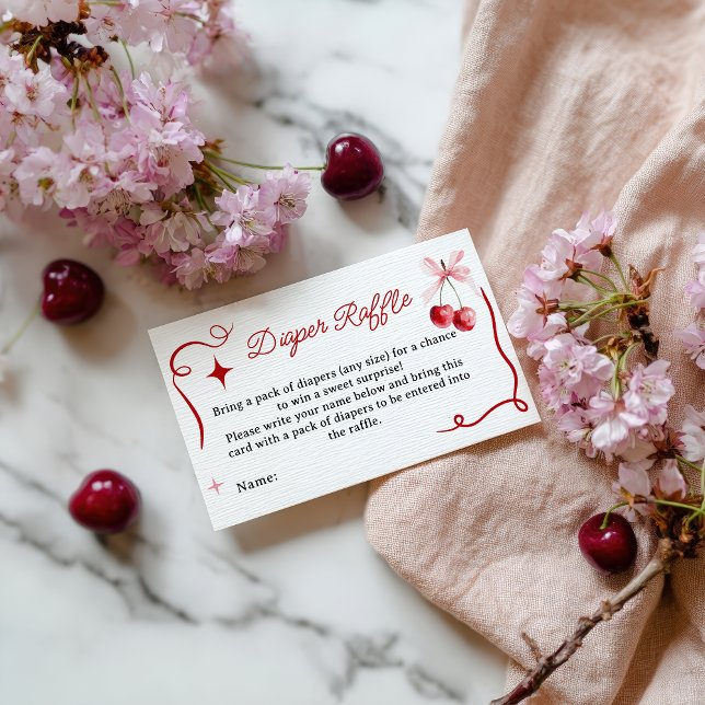 Coquette Pink Cherry Baby Shower Diaper Raffle Enclosure Card (Coquette Pink Cherry Baby Shower Diaper Raffle Enclosure Card)