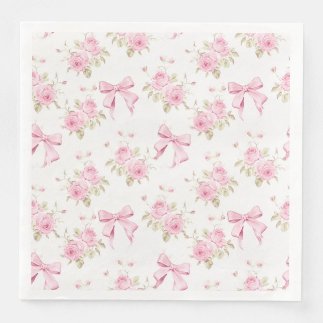 Coquette Pink Cottage Rose  Napkin (Front)