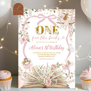 coquette pink fairy storybook birthday  invitation