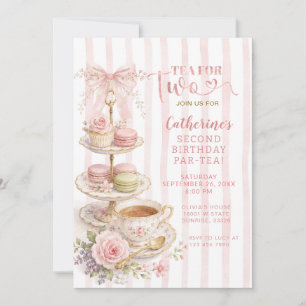 Coquette Pink French Tea Party Birthday Invitation