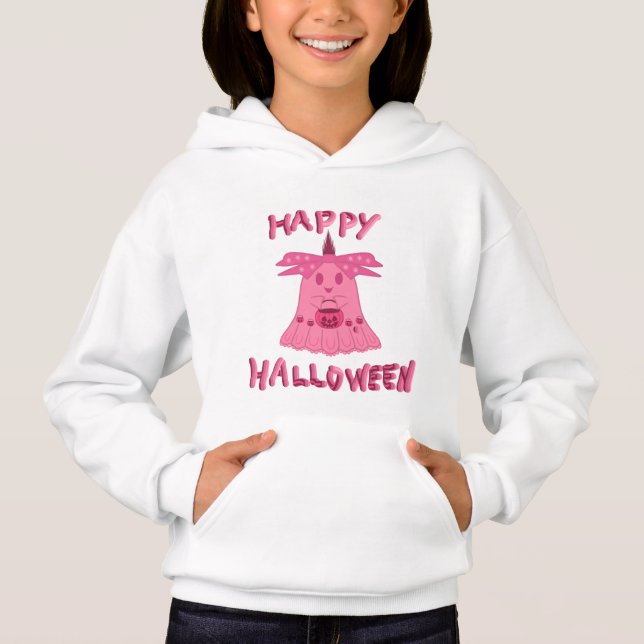 Coquette Pink Ghost Happy Halloween Digital Art (Front)