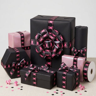 Coquette Pink Ghost Happy Halloween Digital Art Satin Ribbon