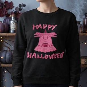 Coquette Pink Ghost Happy Halloween Digital Art Sweatshirt