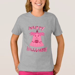 Coquette Pink Ghost Happy Halloween Digital Art T-Shirt