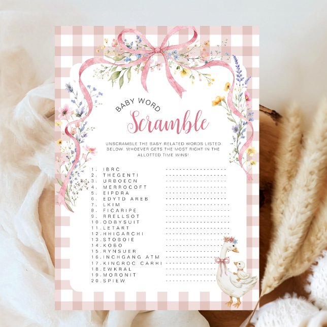 Coquette Pink Gingham Silly Goose Word Scramble  (Creator Uploaded)