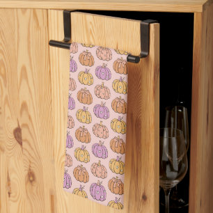 Coquette Pink Halloween Party Girly Pumpkin Preppy Tea Towel