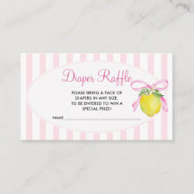 Coquette Pink Lemon Baby Shower Diaper Raffle