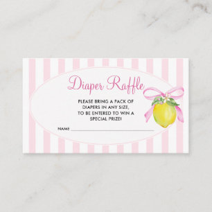 Coquette Pink Lemon Baby Shower Diaper Raffle Enclosure Card
